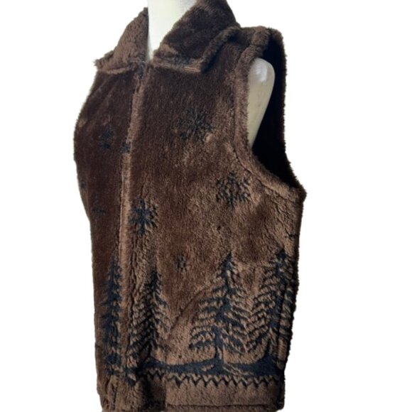 VINTAGE Made in USA Cobblestone Canyon Faux Fur Vest Snowflake Aspen Size Medium - Picture 3 of 9